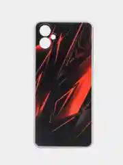 Красный силиконовый чехол Samsung Galaxy A05 (Самсунг А05), прозрачный с рисунком, защита камеры