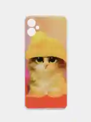 Желтый силиконовый чехол Samsung Galaxy A05 (Самсунг А05), прозрачный с рисунком, защита камеры