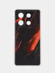 Красный силиконовый чехол на Infinix Zero 30 5G (Инфиникс Зеро 30 5G), с рисунком, защита камеры