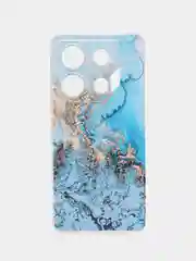 Голубой силиконовый чехол на Infinix GT 10 Pro (Инфиникс GT 10 Про), с рисунком, защита камеры