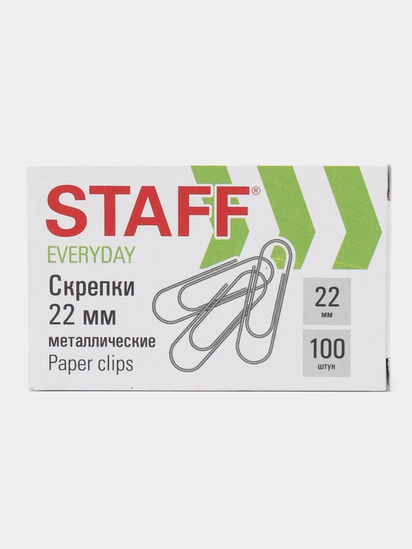 Скрепки STAFF EVERYDAY, 22 мм, 28 мм, металлические, 100 шт
