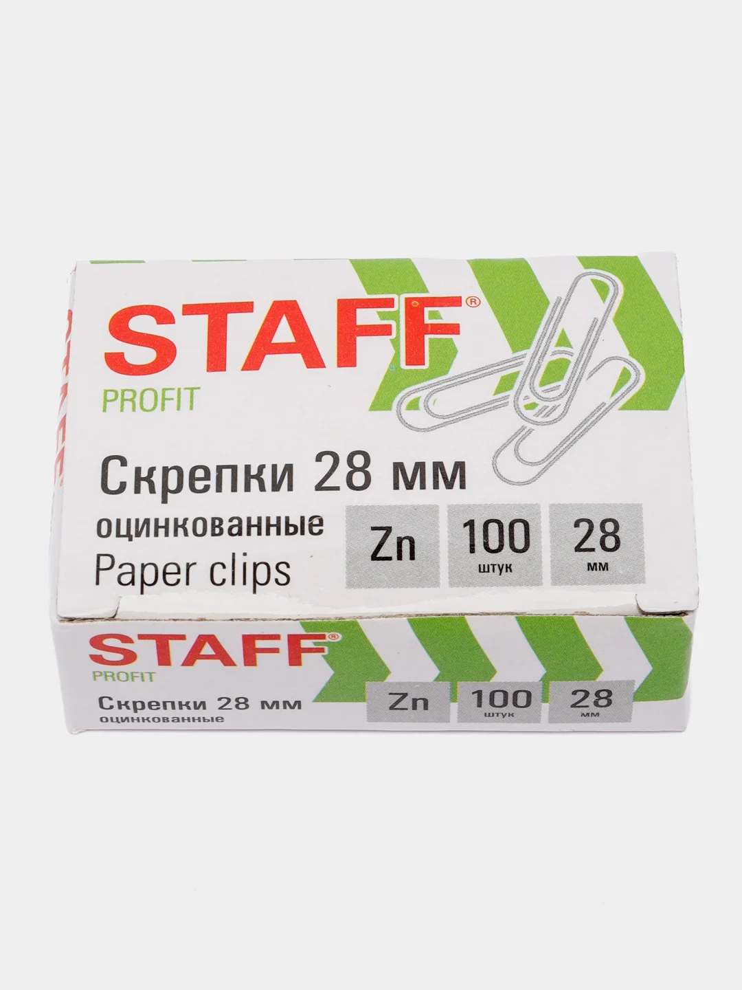 Скрепки STAFF, 28 мм, оцинкованные, 100 шт