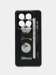 Хром силиконовый чехол на Xiaomi 14 Pro (Сяоми 14 Про), прозрачный, с рисунком, защита камеры