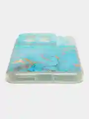 Светло-синий силиконовый чехол на Xiaomi 14 / Сяоми 14 прозрачный, с рисунком, защита камеры