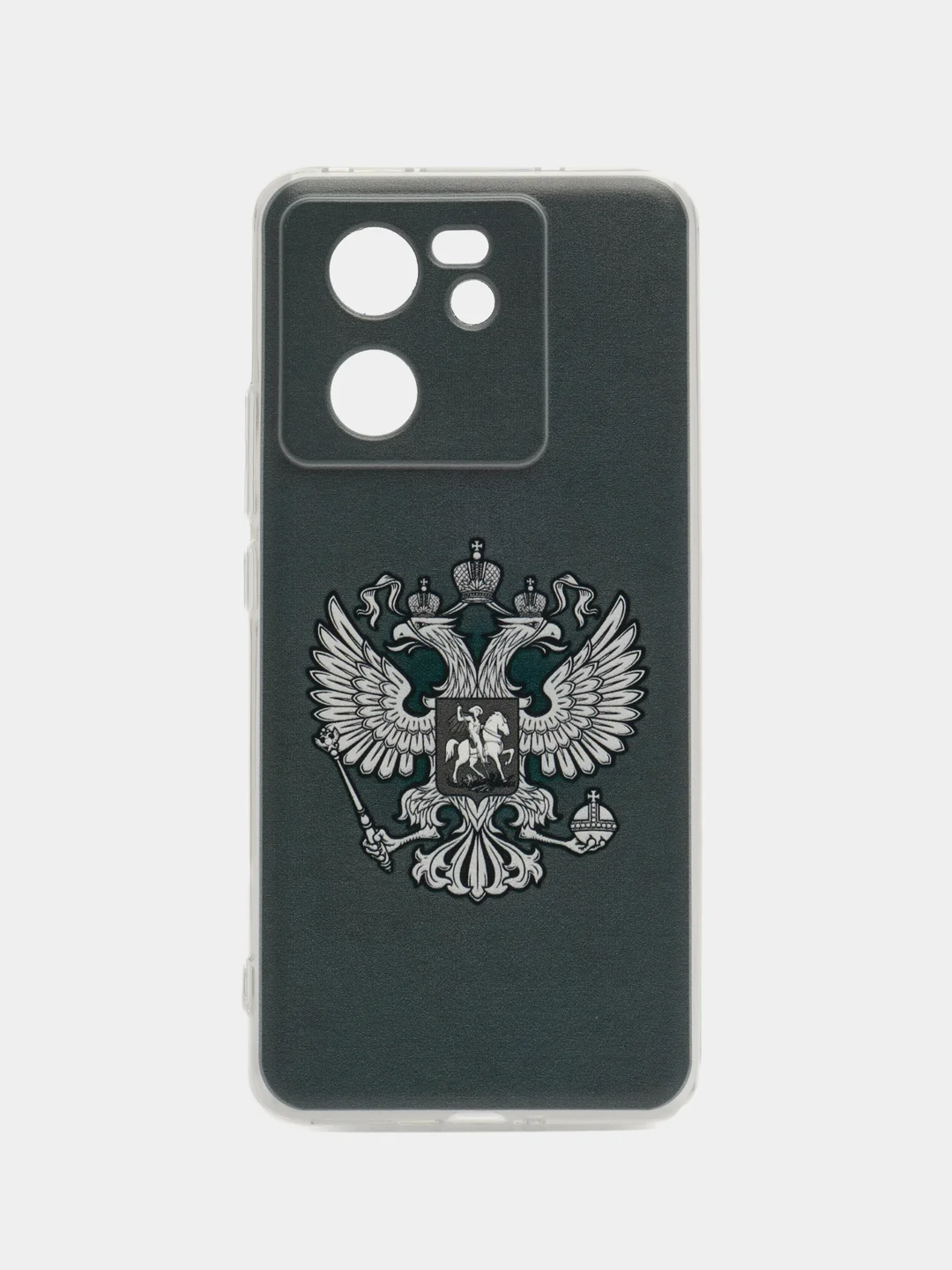 Приглушённый хаки силиконовый чехол на Xiaomi 13T (Сяоми 13Т), с рисунком, защита камеры