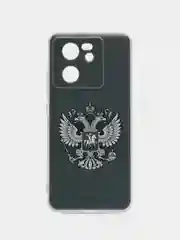 Приглушённый хаки силиконовый чехол на Xiaomi 13T (Сяоми 13Т), с рисунком, защита камеры