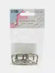 Пряжка регулирующая, 26 х 22 х 3 мм, 5 штук, цвет серебряный