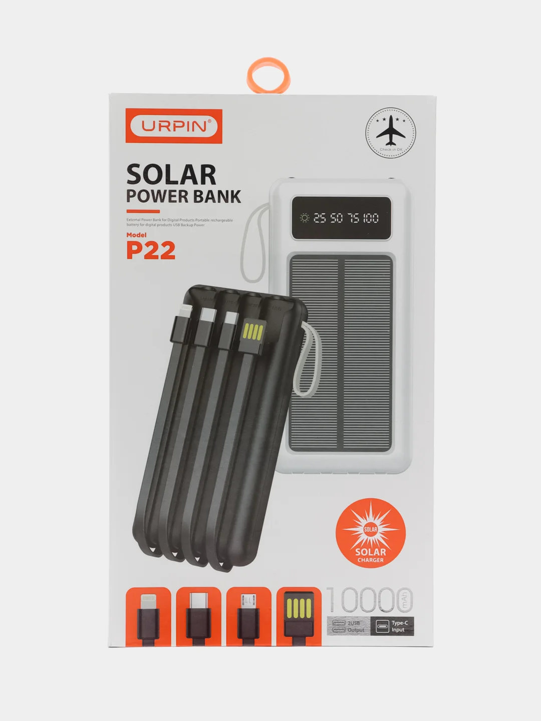 Белый power Bank (Повербанк) Р22, 10000 mAh