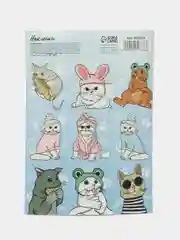 Голубой наклейки бумажные "Кошки, сердца, цветы, спасибо,планы,мотивация, новогодние"