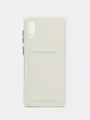 Белый чехол для Samsung Galaxy A02 (Самсунг Галакси А02), с карманом для карт