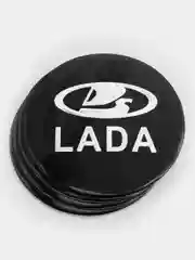 Черный наклейки на диски, колпаки LADA, изогнутые Лада, 4 штуки