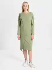 Оливковый платье женское, повседневное, с замком, классическое, миди, прямое