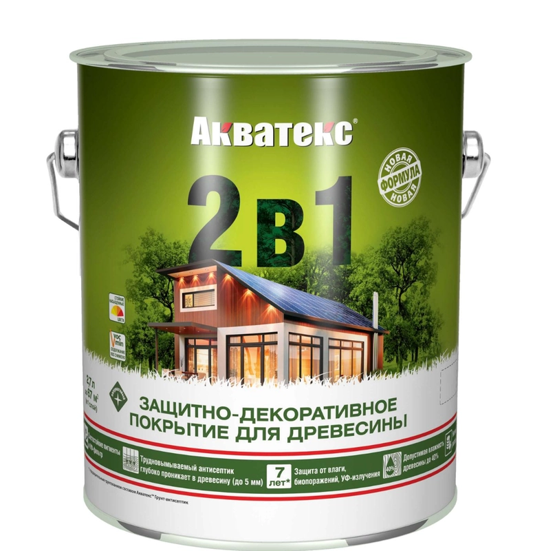 Акватекс 2 в 1, пропитка по дереву, цвет Белая, 2,7 л