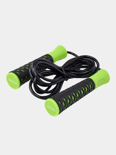 Зеленый скакалка BASEFIT RP-103 PVC, 3,05 м, с нескользящей ручкой