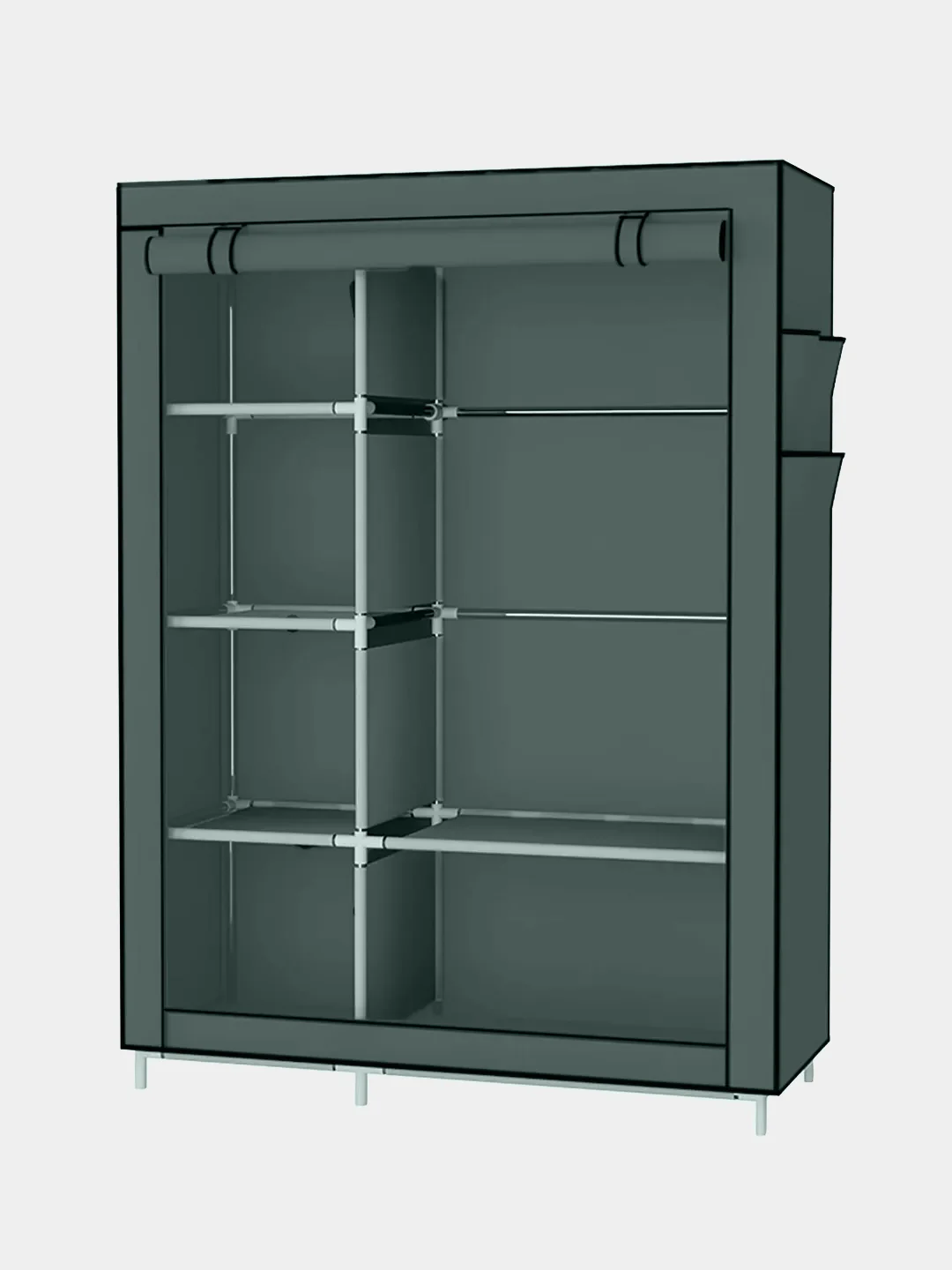 Серый шкаф тканевый складной, 165х45х105см