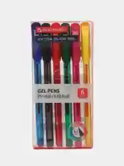 Ручки гелевые BRAUBERG Extra Glide Gel, НАБОР 6 ЦВЕТОВ, трехгранные