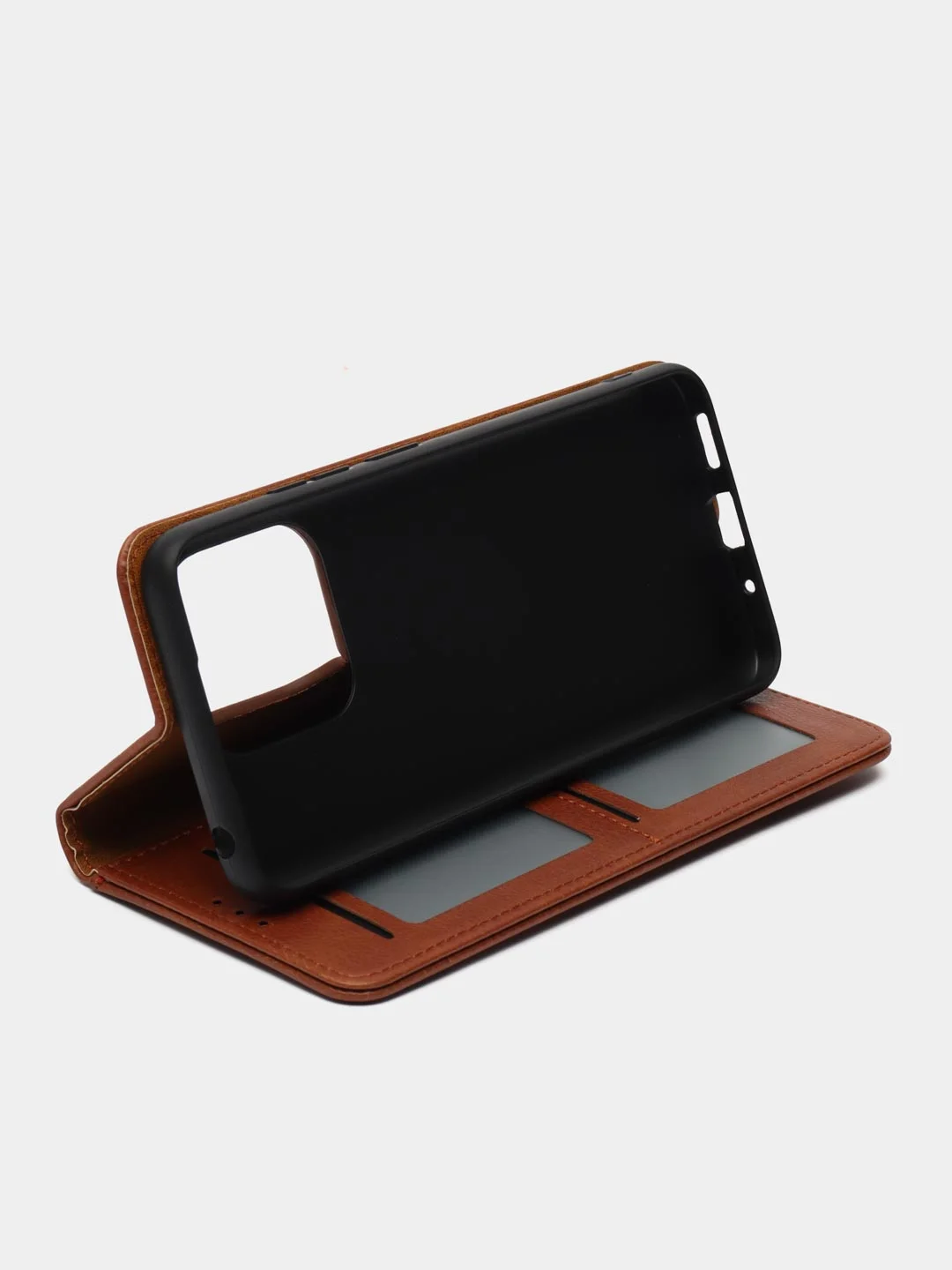 Коричневый чехол книжка с картхолдером на Xiaomi Redmi 12C (Сяоми Редми 12Ц)