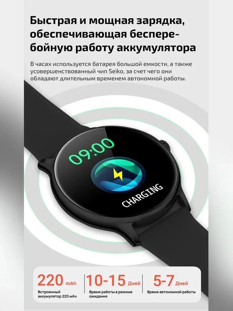 Черный смарт часы женские мужские Z12 Pro
