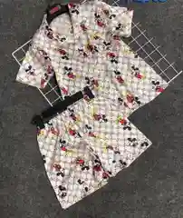 Белый пижама женская с рубашкой и шортами