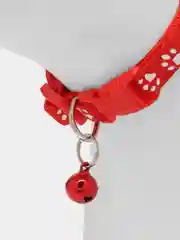 Красный ошейник для кошек и собак с колокольчиком / ошейник с принтом "Лапки"