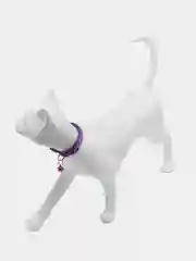 Фиолетовый ошейник для кошек и собак с колокольчиком / ошейник с принтом "Лапки"