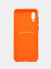 Оранжевый чехол для Samsung Galaxy A02 (Самсунг Галакси А02), с карманом для карт
