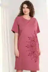 Бордовый туника-платье женская, хлопок