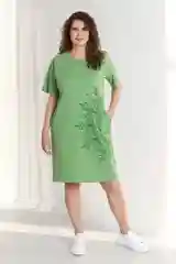 Зеленый туника-платье женская, хлопок