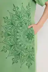 Зеленый туника-платье женская, хлопок