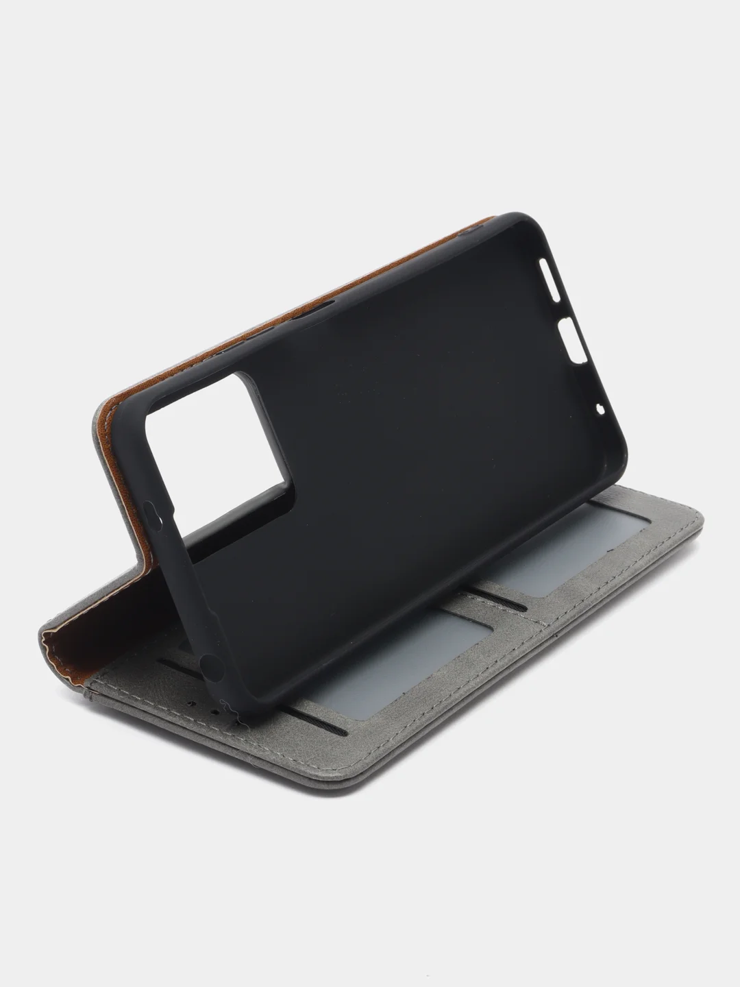 Серый чехол книжка с картхолдером на Xiaomi Redmi Note 12 4G (Сяоми Редми Нот 12 4G)