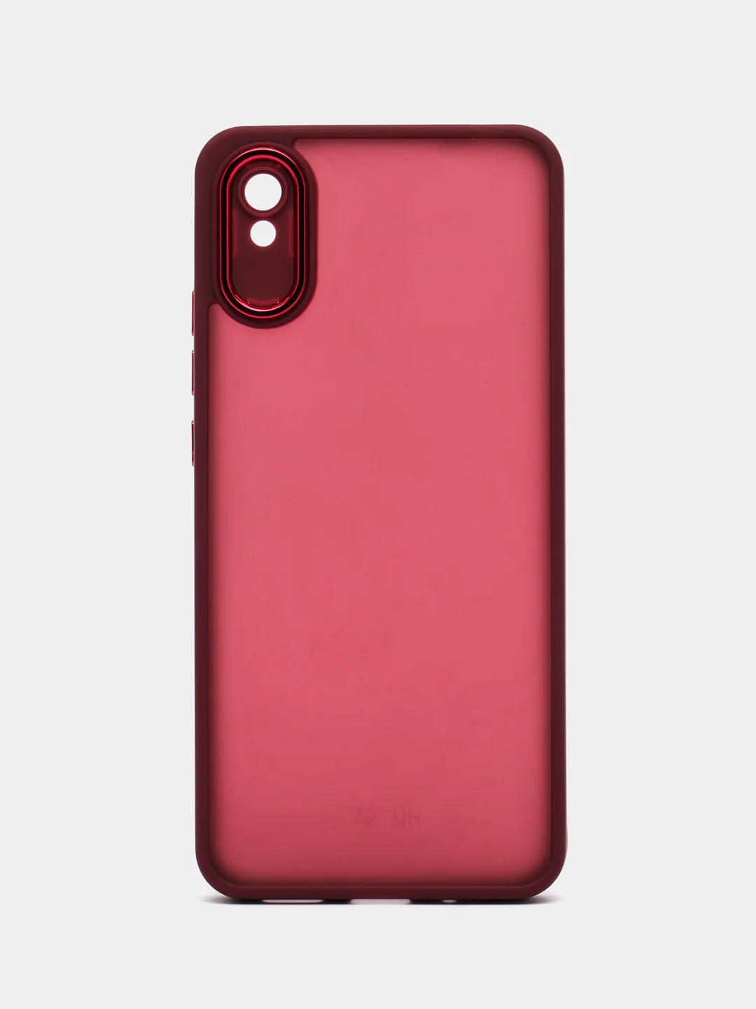 Бордовый чехол матовый для Xiaomi Redmi 9A, пластиковый, полупрозрачный, с глянцевой рамкой