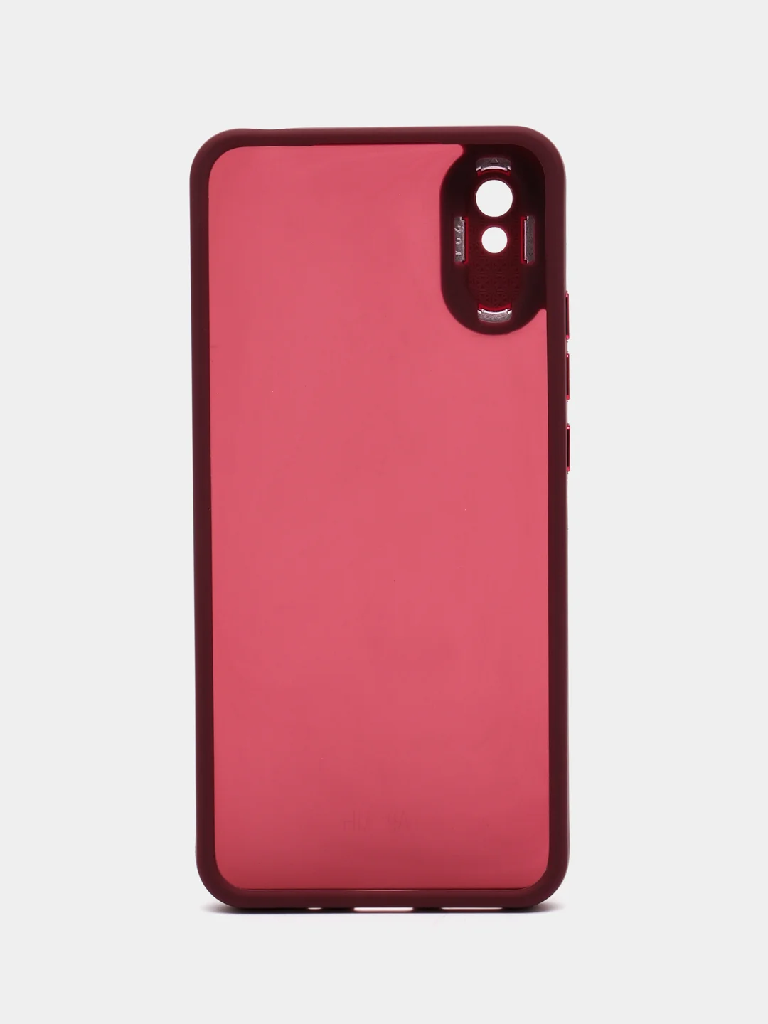 Бордовый чехол матовый для Xiaomi Redmi 9A, пластиковый, полупрозрачный, с глянцевой рамкой