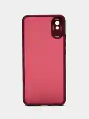 Бордовый чехол матовый для Xiaomi Redmi 9A, пластиковый, полупрозрачный, с глянцевой рамкой