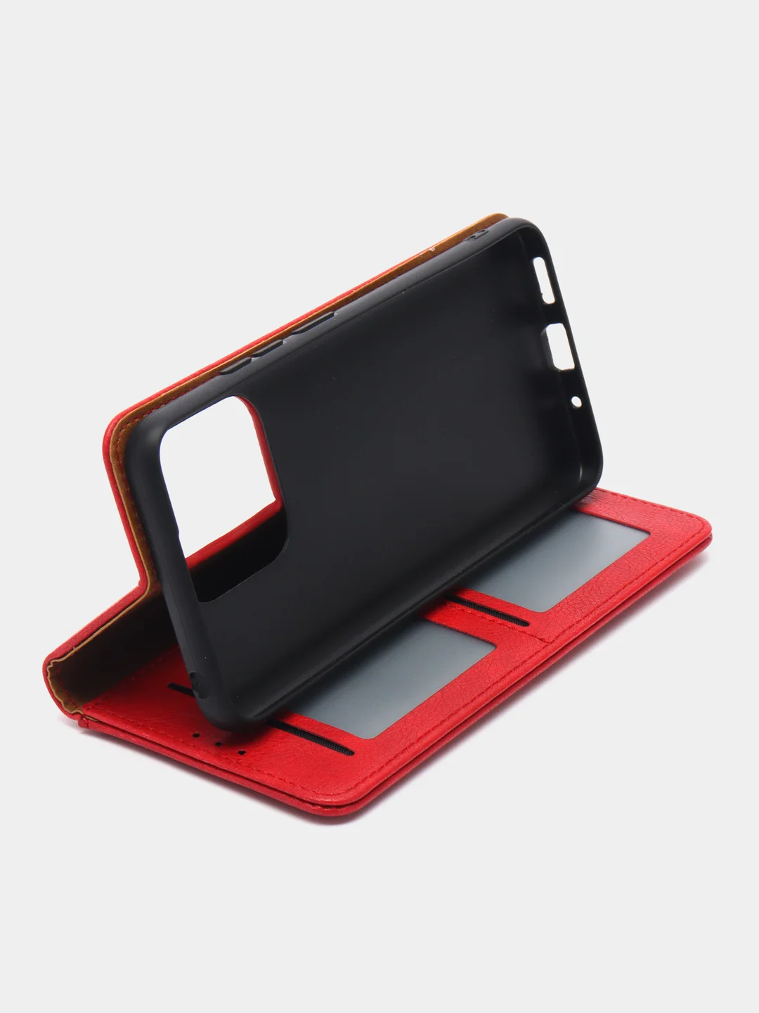 Коричневый чехол книжка с картхолдером на Xiaomi Redmi 12C (Сяоми Редми 12Ц)