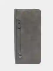 Серый чехол книжка с картхолдером на Xiaomi Redmi 12C (Сяоми Редми 12Ц)