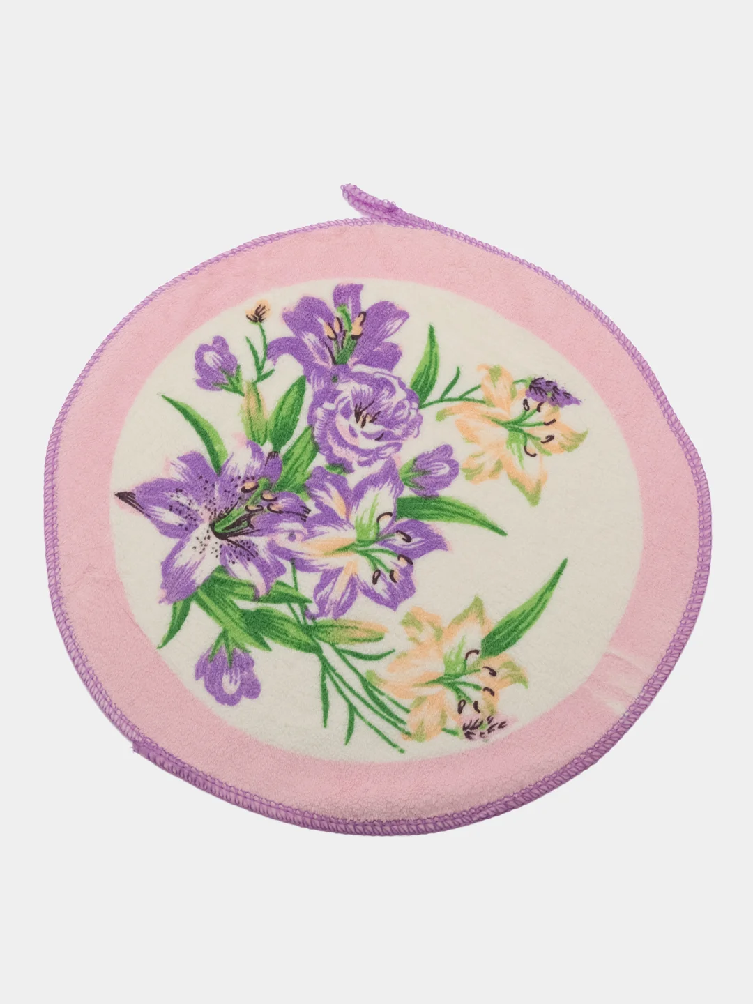Лавандовый полотенце кухонное микрофибра круглое "Цветы", д.30 см