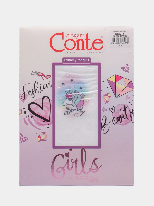 Колготки детские 50 Den из микрофибры с рисунком нарядные BEAUTY Conte