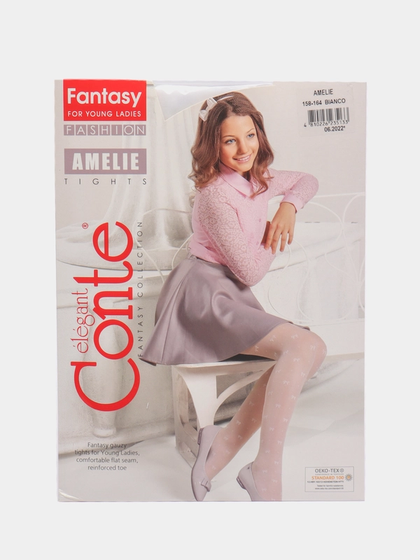 Колготки детские,полиамидные 20 ден (Conte) Бантики и мелкий горох Amelie