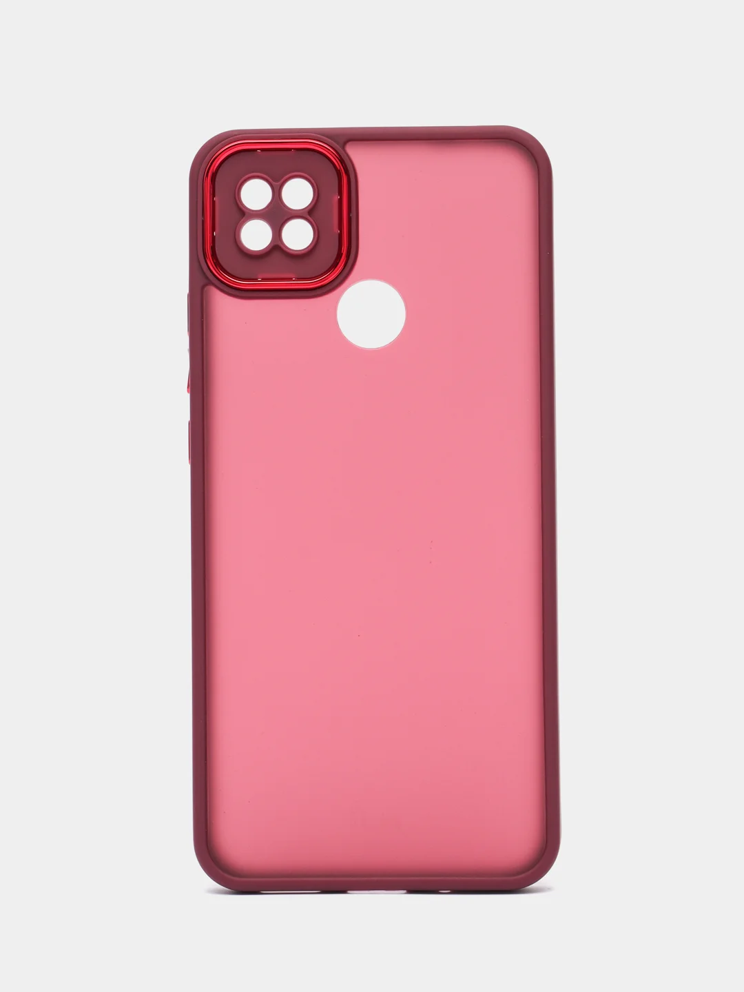 Бордовый чехол матовый для Xiaomi Redmi 9C, пластиковый, полупрозрачный, с глянцевой рамкой