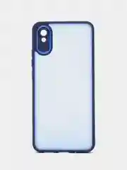 Синий чехол матовый для Xiaomi Redmi 9A, пластиковый, полупрозрачный, с глянцевой рамкой