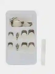 Оливковый накладные ногти с дизайном френч, 24 штуки