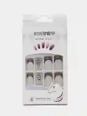 Оливковый накладные ногти с дизайном френч, 24 штуки