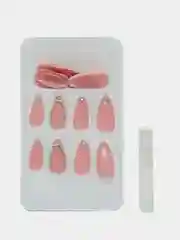 Серебряный накладные ногти с дизайном френч, 24 штуки