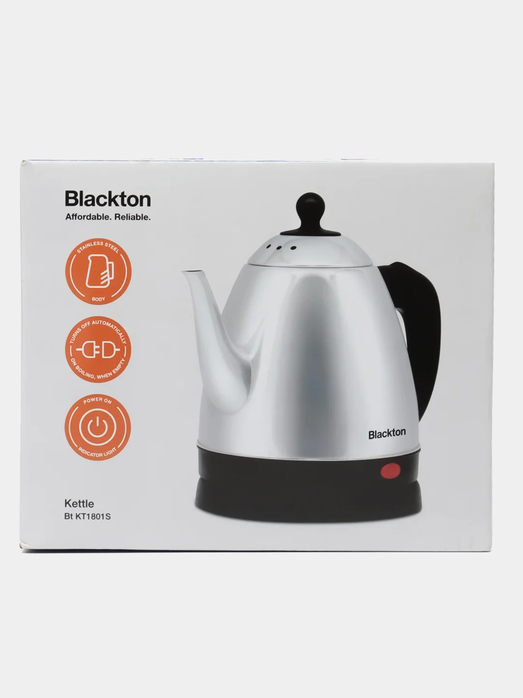 Серый металлик чайник электрический Blackton Bt KT1801S, 1500 Вт, чайник объёмом 1.2л