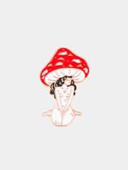 Значок металлический, брошь, пин, PIN "Девушка-Мухомор" на рюкзак, одежду, портфель, сумку