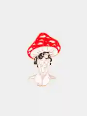 Значок металлический, брошь, пин, PIN "Девушка-Мухомор" на рюкзак, одежду, портфель, сумку