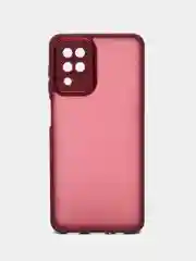 Бордовый чехол матовый для Samsung Galaxy A12, пластиковый, полупрозрачный, с глянцевой рамкой