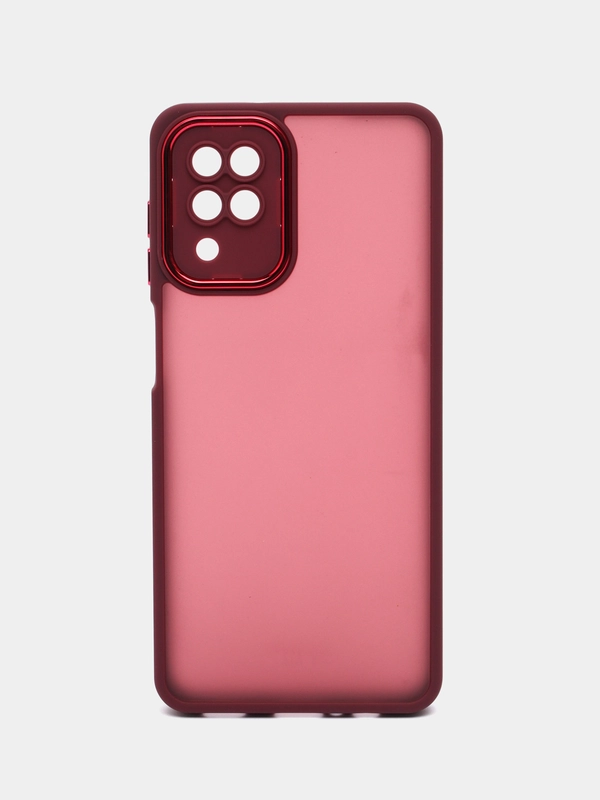Чехол матовый для Samsung Galaxy A12, пластиковый, полупрозрачный, с глянцевой рамкой
