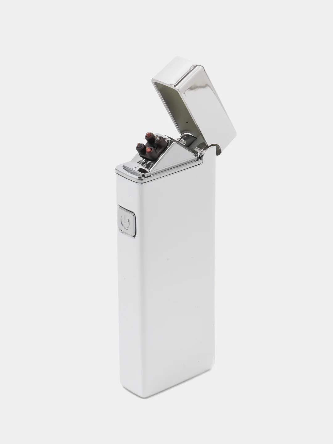 Серебряный электронная зажигалка плазменная с USB зарядкой, в коробке