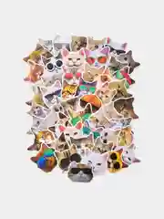 Коралловый наклейки стикеры для творчества, мемы, стикерпак, сердечки, котики, бабочки, капибара 50 шт